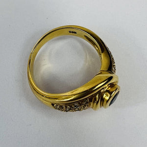 Bague Or Jaune avec Saphir et Diamant