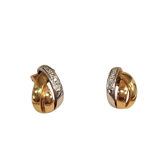 Boucles d'oreilles en 3 ors et diamants signées Guy Laroche