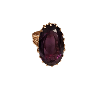 Bague en Or Jaune 14K avec Améthyste Naturelle