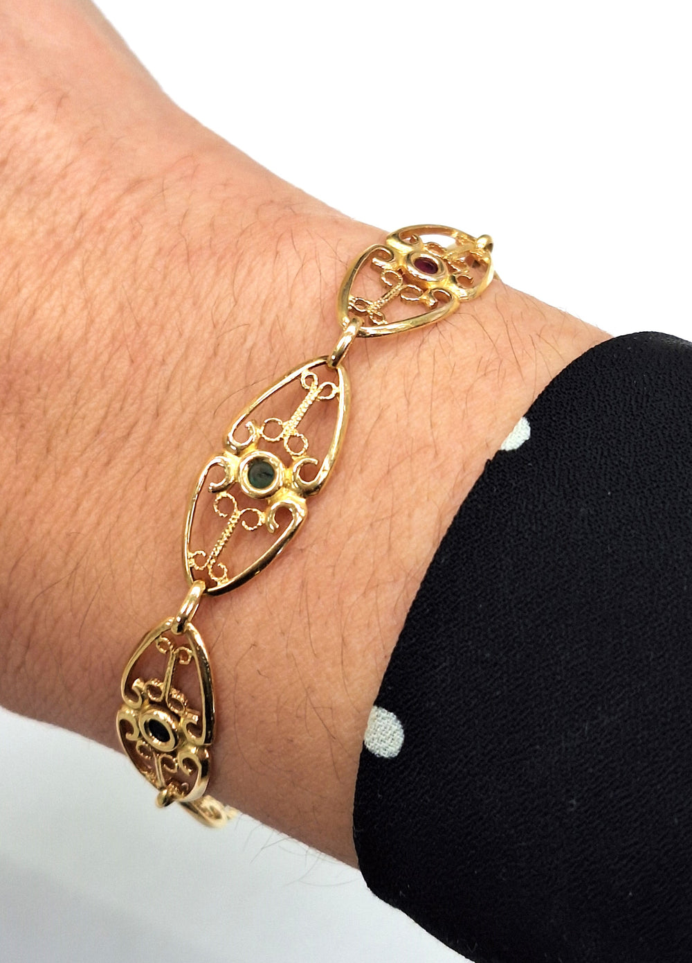 Bracelet Or avec Rubis, Saphir et Emeraude