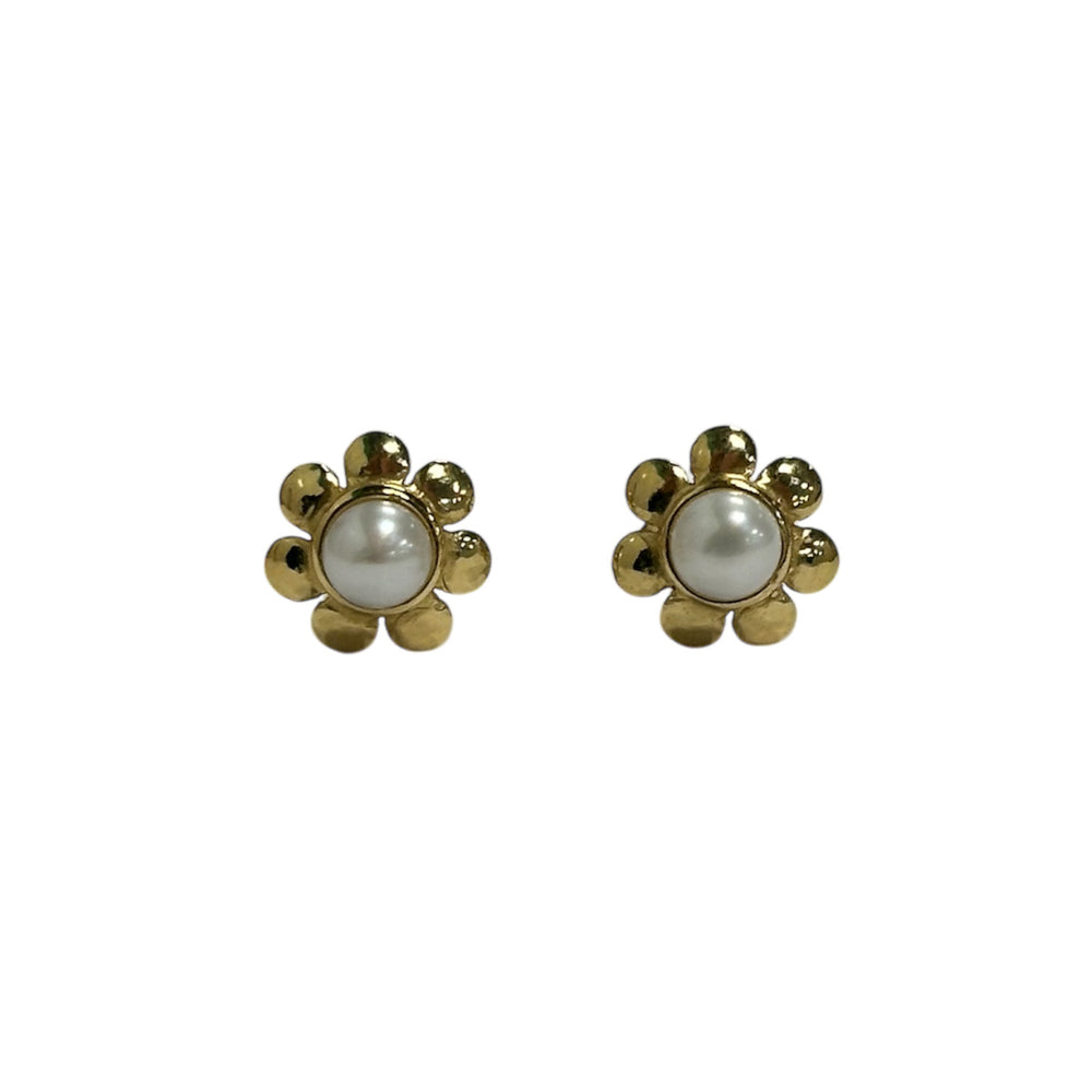 Boucles d'Oreille Or Jaune avec Perles