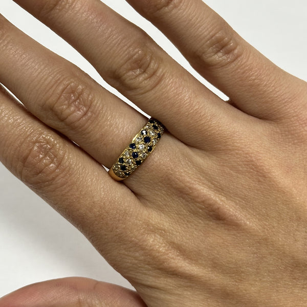 Bague Or avec Pierre Bleue et Diamants