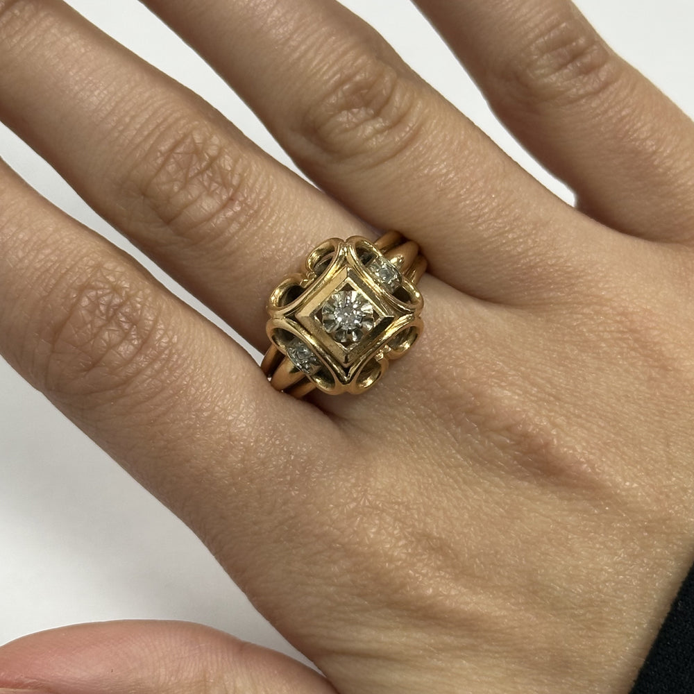 Bague Or Jaune avec Diamants