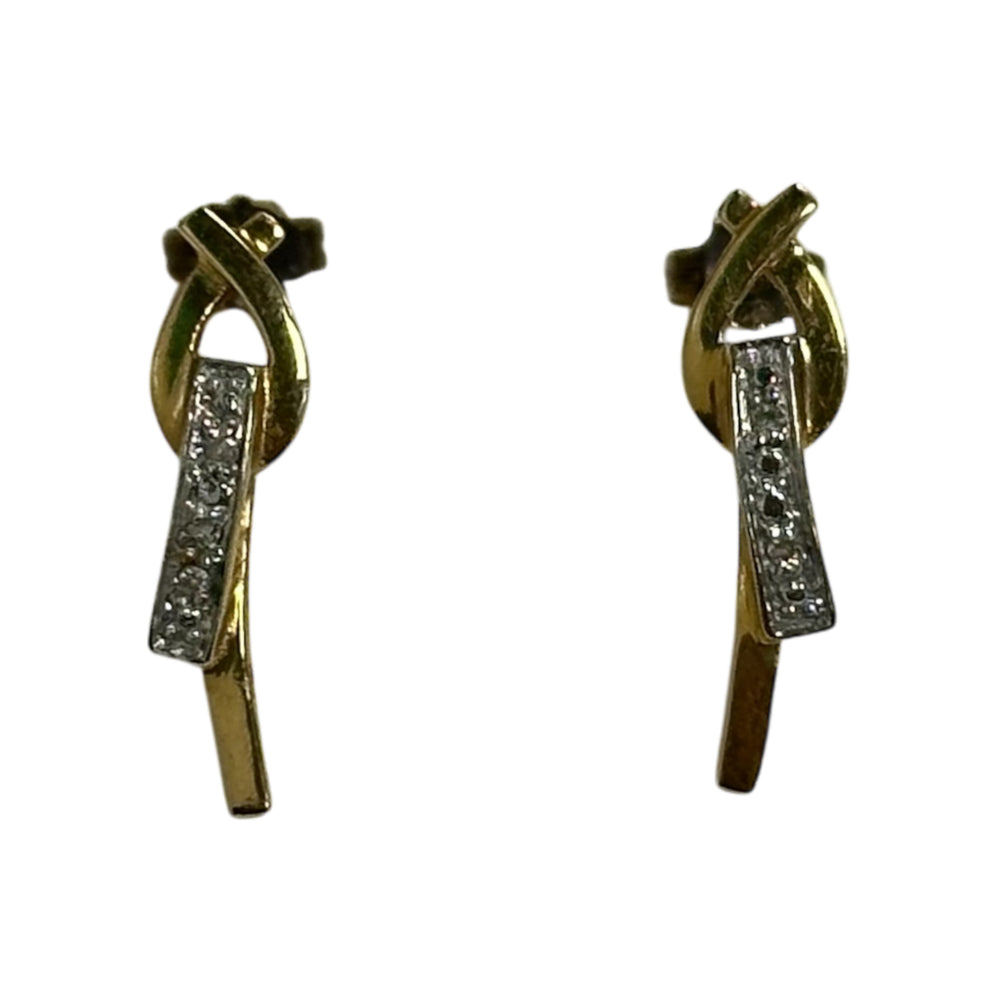 Boucles d'Oreille 2 Ors avec Diamants