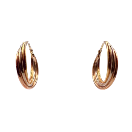 Boucles d'oreilles créoles en 3 Ors 18K