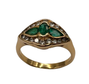 Bague Émeraude et Diamant Or Jaune 18K - 4.14 Grs