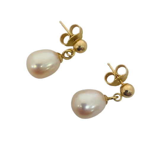 Boucles d'oreilles en Or Jaune 18K avec Perles