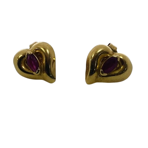 Boucles d'oreilles en or avec rubis