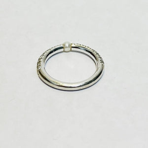 Bague Mikimoto avec diamants et perle