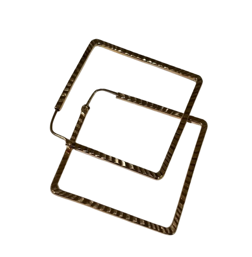 Boucles d’oreilles carrées en Or Jaune 18K – Fermoir Dormeuse