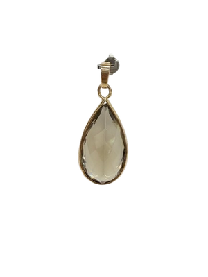 Pendentif goutte en Or jaune 18k avec quartz fumée
