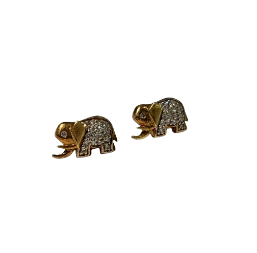 Boucles d'oreilles puces éléphant diamants 18K