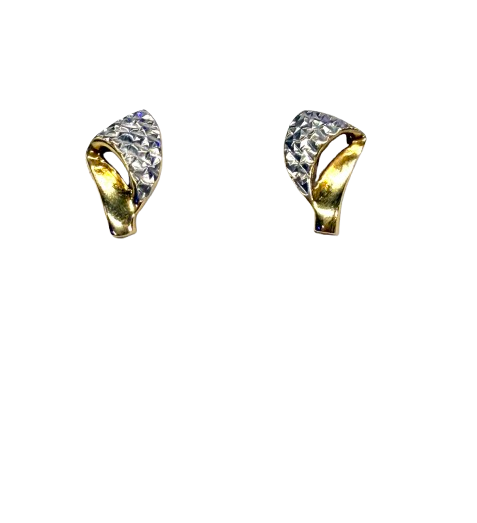 Boucles d'oreilles Or Jaune et Blanc 18K 2.07 Grs