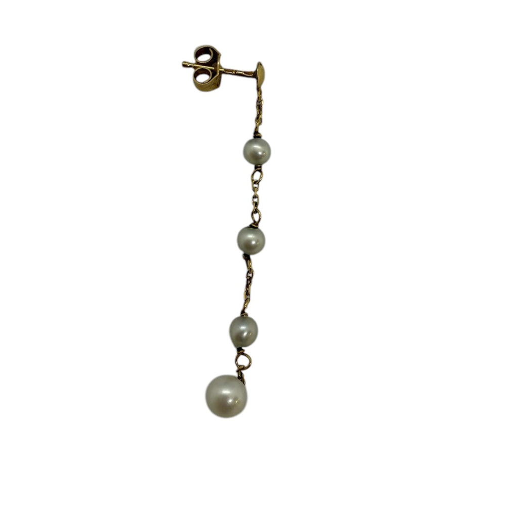 Boucles d'oreilles pendantes en or et perles