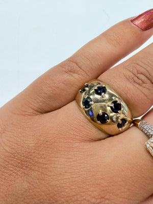 Bague Or Jaune 18k avec Saphirs 0.3cm T54