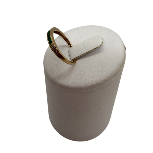 Bague Empierrée en Or Jaune 18 Carats avec Émeraudes Taille 53