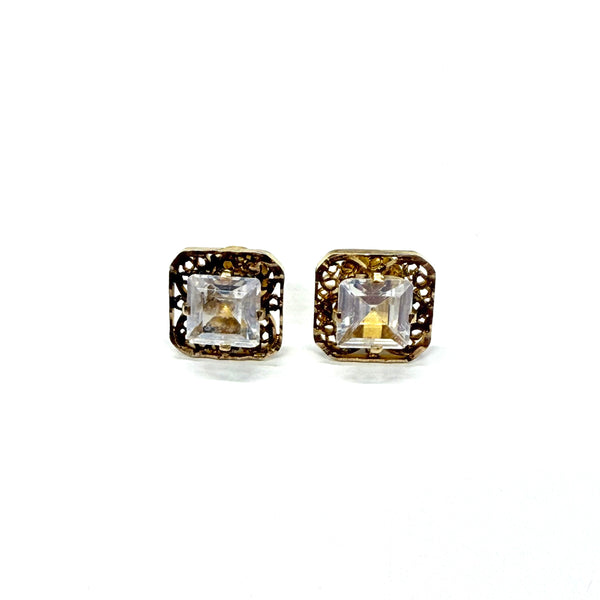 Boucles d'oreilles en or jaune et zirconium 18k