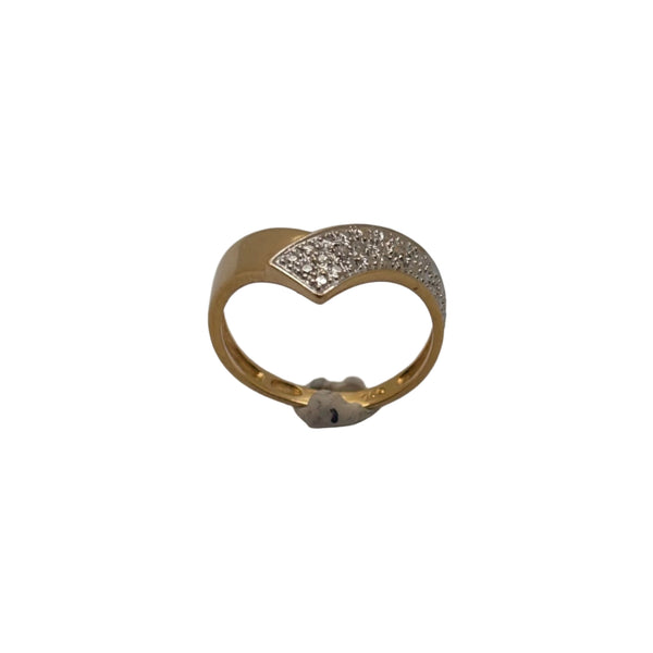 Bague en Or Jaune et Or Blanc 18K avec Diamants - Taille 50