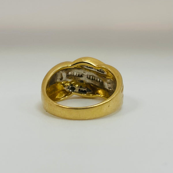 Bague en or jaune et blanc avec 10 diamants - T 54