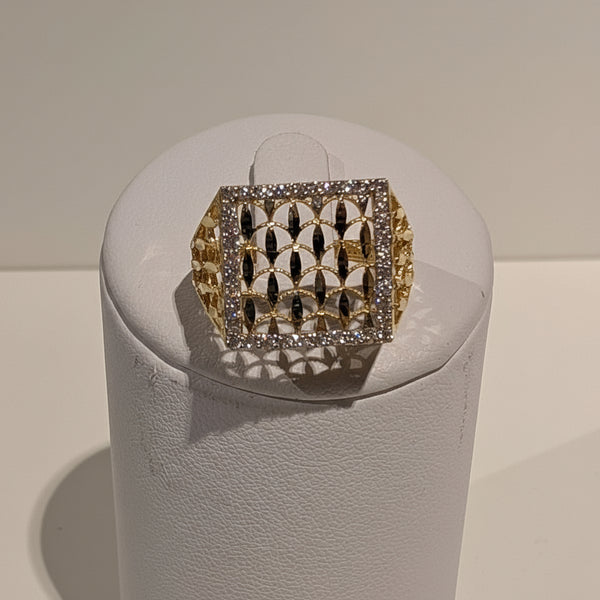 Bague Tank Or Jaune 18 K - 3,55 g- Taille 58