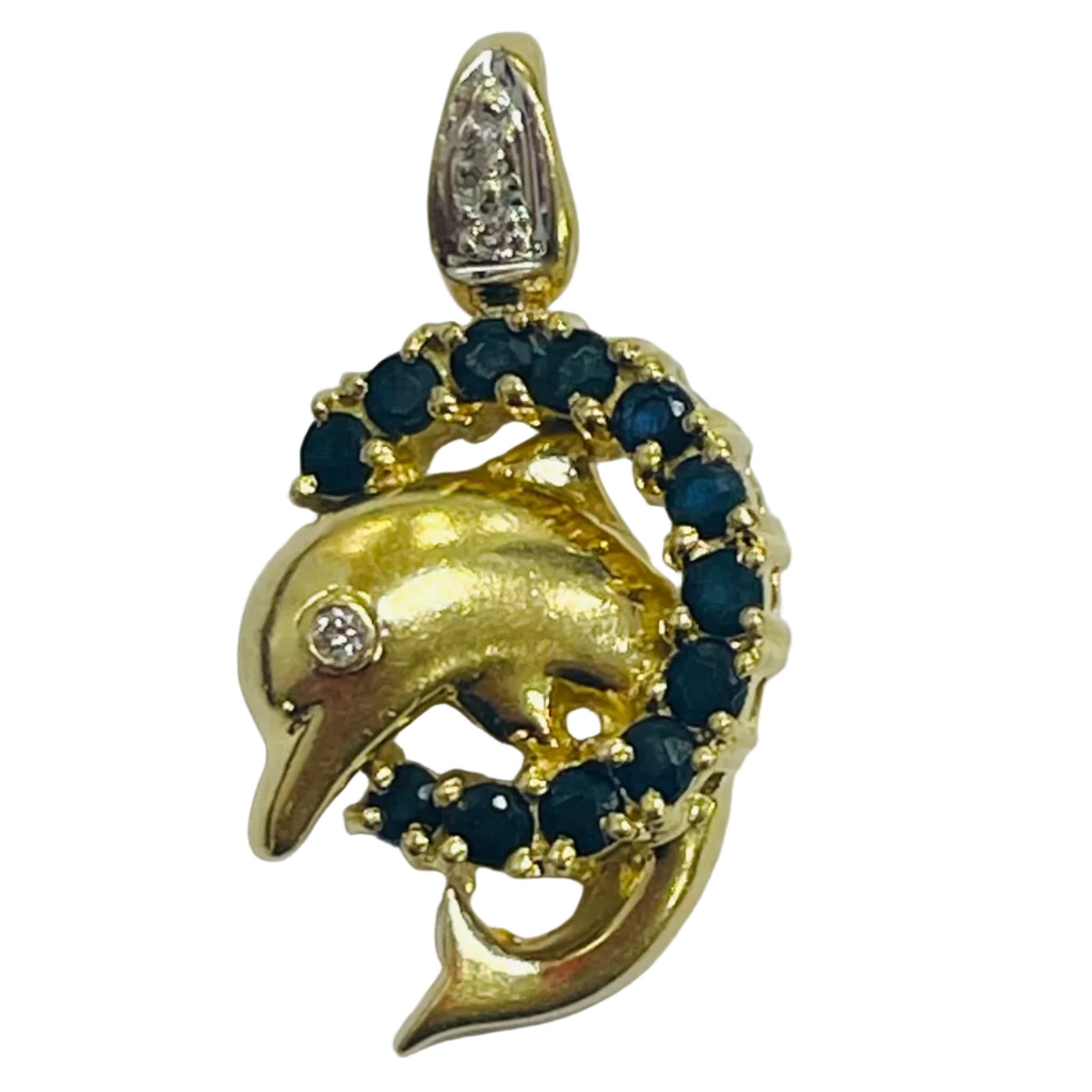 Pendentif dauphin en or 10k et Zircon cubique. Color: jaune | Doucet Latendresse