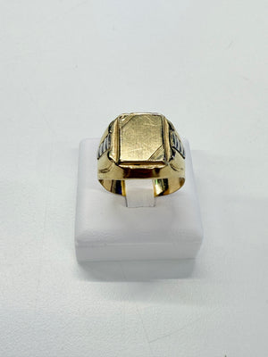 Chevalière en Or Jaune et Blanc 18k T61