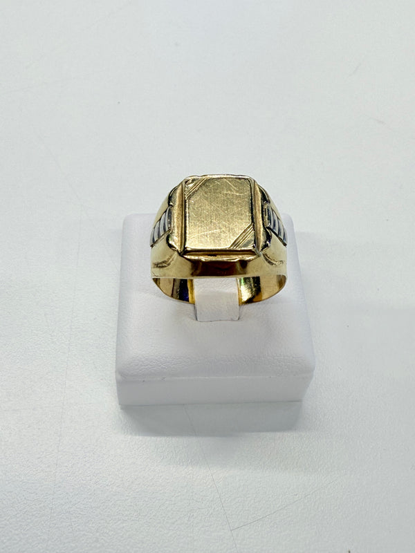 Chevalière en Or Jaune et Blanc 18k T61