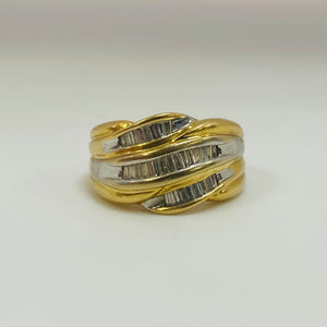 Bague en or jaune et blanc avec 10 diamants - T 54