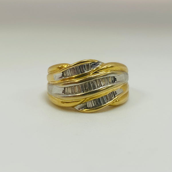 Bague en or jaune et blanc avec 10 diamants - T 54