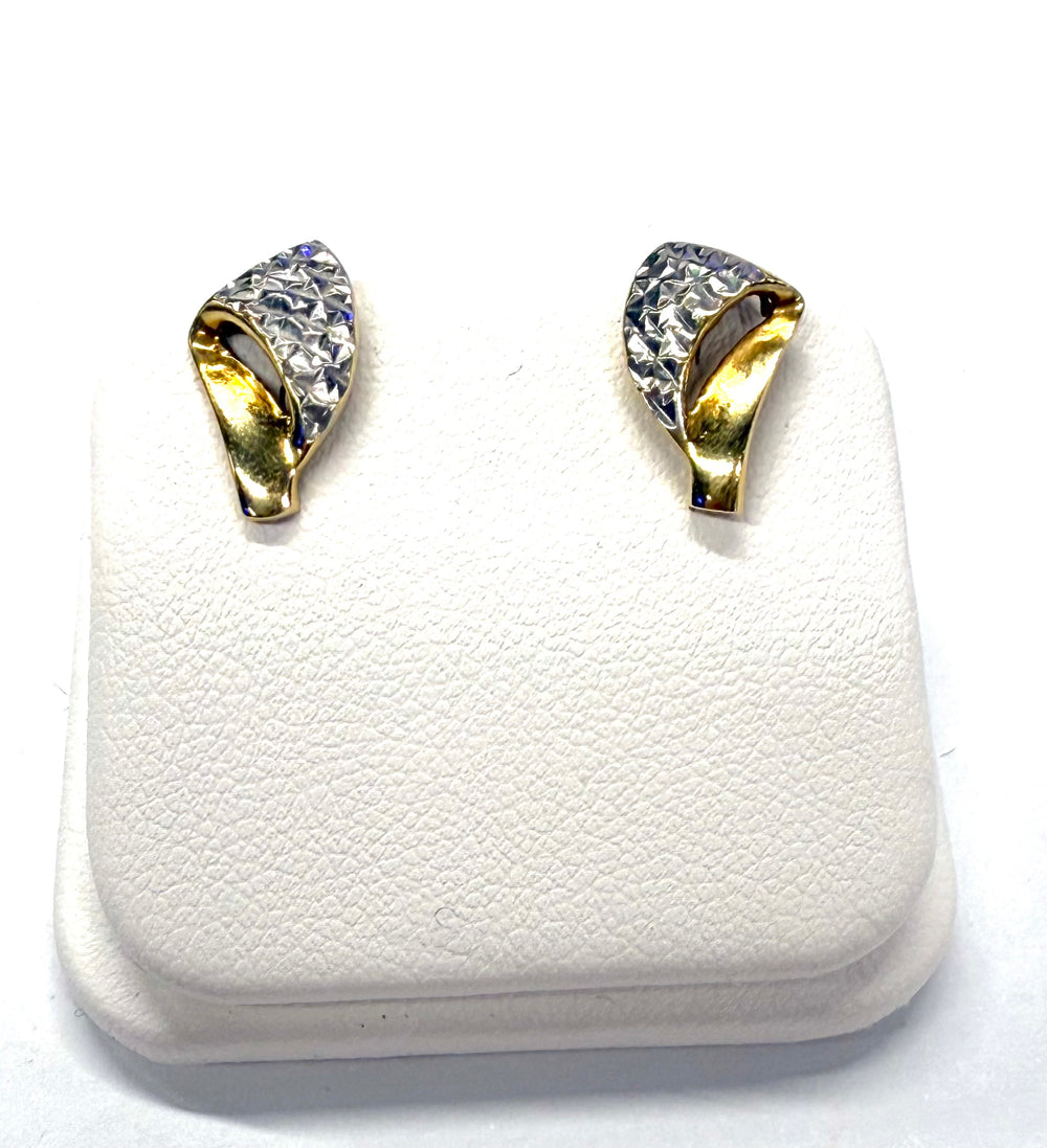Boucles d'oreilles Or Jaune et Blanc 18K 2.07 Grs