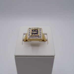 Bague en Or Jaune avec Saphir et Diamants 18K - Taille 59