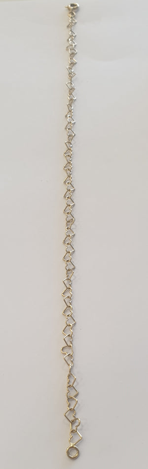 Bracelet Fantaisie Cœur Or Jaune 18k longueur - 19cm