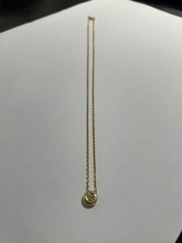 Collier Princesse Or Jaune avec Diamant 0.3cm