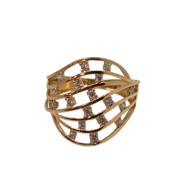 Bague Or Jaune 18K avec Oxyde Zirconium 4.01 Grs - Taille 55