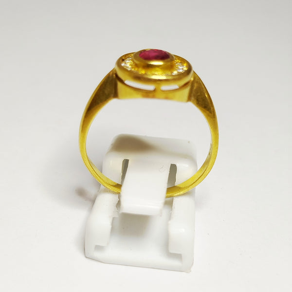Bague en Or Jaune 18 Carats avec Rubis et Diamants – T 54