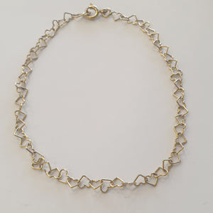 Bracelet Fantaisie Cœur Or Jaune 18k longueur - 19cm