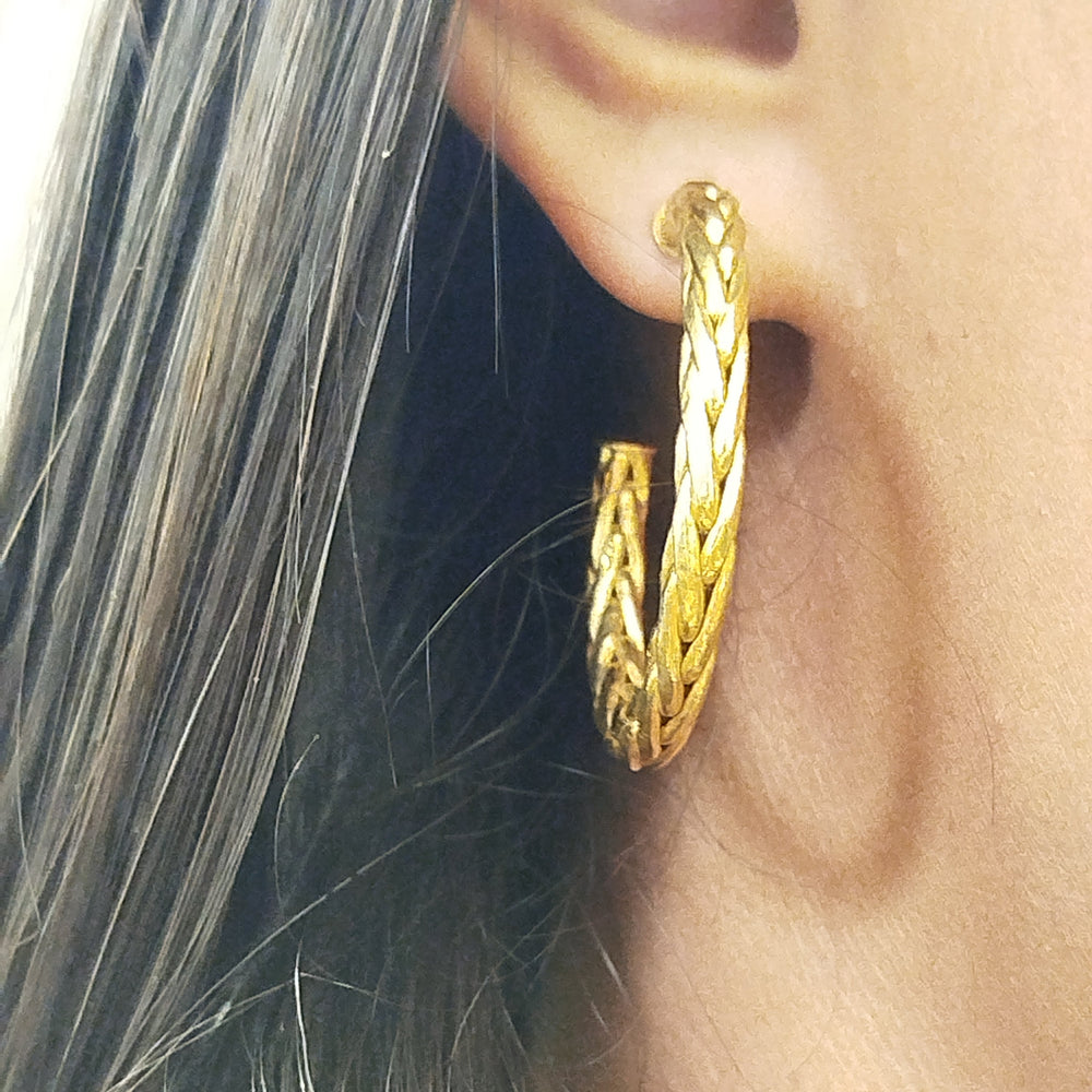 Boucles d'oreilles Palmier Or Jaune 18K 5.46 Grs