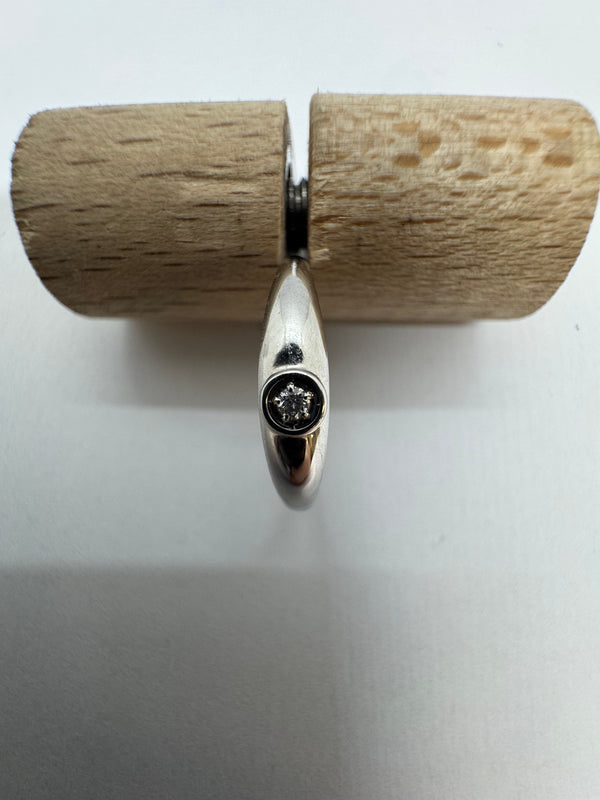Bague Solitaire Or Blanc 18K avec Pierre Incolore