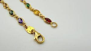 Collier Princesse en Or Jaune 18 Carats avec Pierres Bicolores - 10 Grs