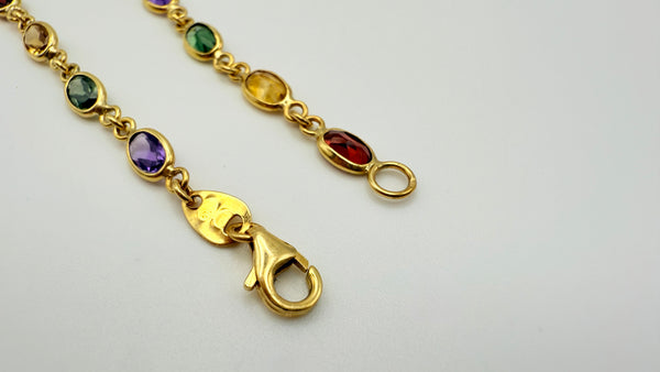 Collier Princesse en Or Jaune 18 Carats avec Pierres Bicolores - 10 Grs