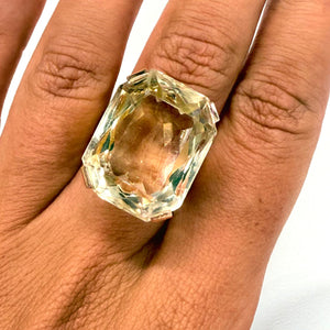 Bague Or Jaune 18k Citrine Tête d'Aigle 58 - 11.55g