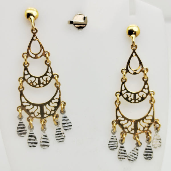 Boucles d'oreilles en Or Jaune et Or Blanc 18K - 6.80g
