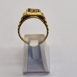Bague Chevalière en OR Jaune 9 Planète 18 K avec Oxyde de Zirconium - T 61