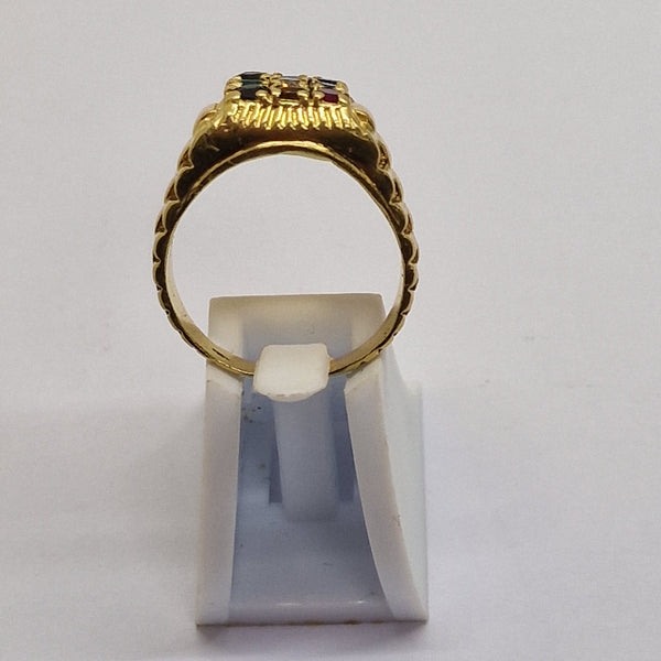 Bague Chevalière en OR Jaune 9 Planète 18 K avec Oxyde de Zirconium - T 61