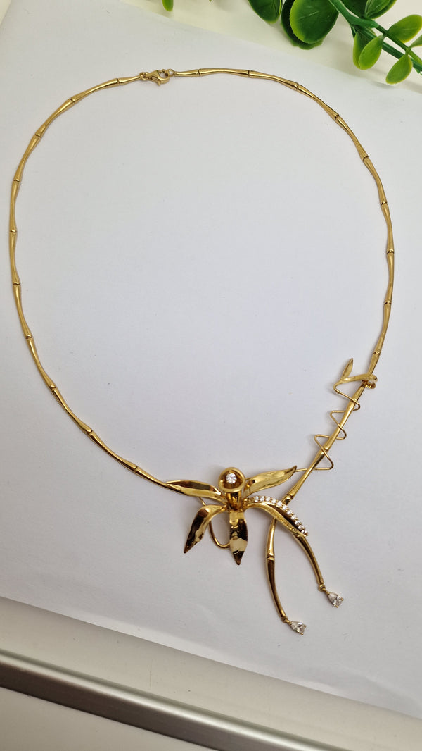 Collier Princesse en Or Jaune 18 Carats avec Oxyde de Zirconium - 19.54 Grs