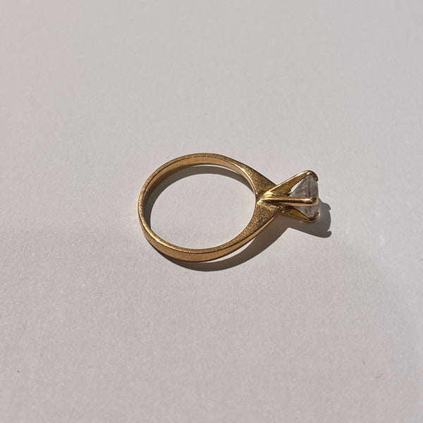 Solitaire en or jaune 18 carats avec oxyde de zirconium - T 52
