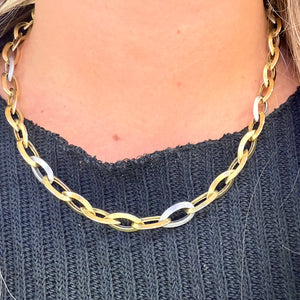Collier Ras du Cou en Or Jaune et Or Blanc 18k - 15.89 Grs