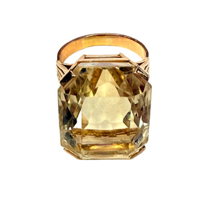 Bague Or Jaune 18k Citrine Tête d'Aigle 58 - 11.55g
