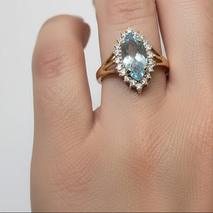 Bague Marquise en Or Jaune 18K - Taille 58