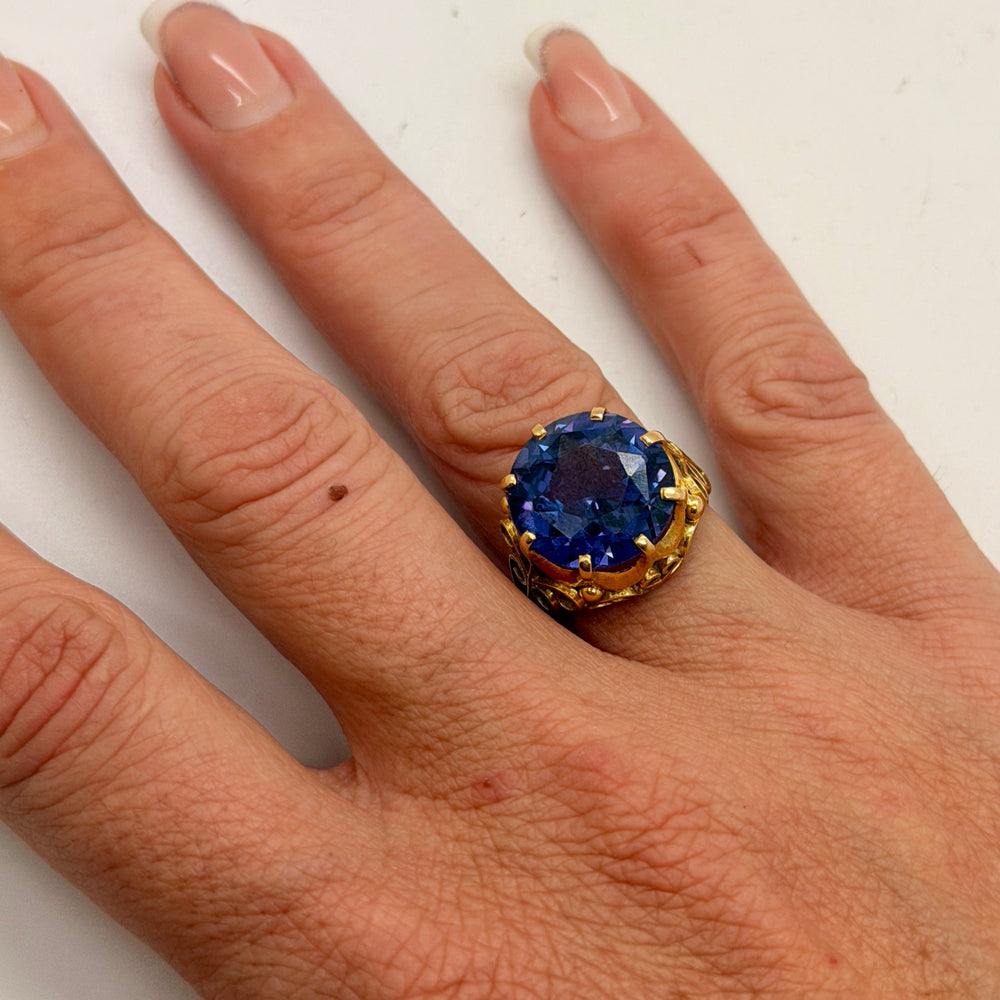 Bague Tank en Or Jaune avec Améthyste 18K Taille- 53